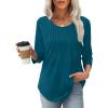 imageXIEERDUO 34 Length Sleeve Tops for Women 2025 Crewneck Casual Pleated Tunic Tops Loose Fit Shirts BlousesAdeep Orchid