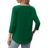 imageXIEERDUO 34 Length Sleeve Tops for Women 2025 Crewneck Casual Pleated Tunic Tops Loose Fit Shirts BlousesAgreen