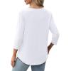 imageXIEERDUO 34 Length Sleeve Tops for Women 2025 Crewneck Casual Pleated Tunic Tops Loose Fit Shirts BlousesAwhite