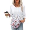 imageXIEERDUO 34 Length Sleeve Tops for Women 2025 Crewneck Casual Pleated Tunic Tops Loose Fit Shirts BlousesFdandelion