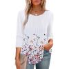 imageXIEERDUO 34 Length Sleeve Tops for Women 2025 Crewneck Casual Pleated Tunic Tops Loose Fit Shirts BlousesFdandelion