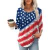 imageXIEERDUO 34 Length Sleeve Tops for Women 2025 Crewneck Casual Pleated Tunic Tops Loose Fit Shirts BlousesFflag