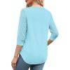 imageXIEERDUO 34 Length Sleeve Womens Tops VNeck Lace Tunic Tops Business Casual Blouses 2025Light Blue