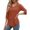 imageXIEERDUO 34 Length Sleeve Womens Tops VNeck Lace Tunic Tops Business Casual Blouses 2025Maple