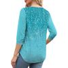 imageXIEERDUO 34 Length Sleeve Womens Tops VNeck Lace Tunic Tops Business Casual Blouses 2025Patternedblue Ombre