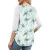 imageXIEERDUO 34 Length Sleeve Womens Tops VNeck Lace Tunic Tops Business Casual Blouses 2025Patternedboho Leaf