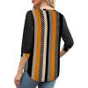 imageXIEERDUO 34 Length Sleeve Womens Tops VNeck Lace Tunic Tops Business Casual Blouses 2025Patternedkhaki Stripe