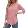 imageXIEERDUO 34 Length Sleeve Womens Tops VNeck Lace Tunic Tops Business Casual Blouses 2025Pink