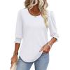 imageXIEERDUO Blouses for Women Dressy Casual 34 Length Sleeve Womens Tops with Smocked CuffsAwhite