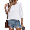 imageXIEERDUO Blouses for Women Dressy Casual 34 Length Sleeve Womens Tops with Smocked CuffsAwhite