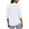 imageXIEERDUO Blouses for Women Dressy Casual 34 Length Sleeve Womens Tops with Smocked CuffsAwhite