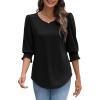 imageXIEERDUO Blouses for Women Dressy Casual 34 Length Sleeve Womens Tops with Smocked CuffsBblack