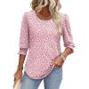 imageXIEERDUO Blouses for Women Dressy Casual 34 Length Sleeve Womens Tops with Smocked CuffsDpink Dot