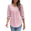 imageXIEERDUO Blouses for Women Dressy Casual 34 Length Sleeve Womens Tops with Smocked CuffsDpink Dot