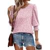 imageXIEERDUO Blouses for Women Dressy Casual 34 Length Sleeve Womens Tops with Smocked CuffsDpink Dot