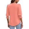 imageXIEERDUO Blouses for Women Dressy Casual 34 Length Sleeve Womens Tops with Smocked CuffsEcoral