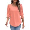 imageXIEERDUO Blouses for Women Dressy Casual 34 Length Sleeve Womens Tops with Smocked CuffsEcoral