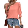 imageXIEERDUO Blouses for Women Dressy Casual 34 Length Sleeve Womens Tops with Smocked CuffsEcoral