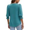 imageXIEERDUO Blouses for Women Dressy Casual 34 Length Sleeve Womens Tops with Smocked CuffsEgrey Blue