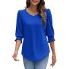 imageXIEERDUO Blouses for Women Dressy Casual 34 Length Sleeve Womens Tops with Smocked CuffsEroyal Blue