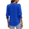 imageXIEERDUO Blouses for Women Dressy Casual 34 Length Sleeve Womens Tops with Smocked CuffsEroyal Blue