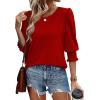imageXIEERDUO Blouses for Women Dressy Casual 34 Length Sleeve Womens Tops with Smocked CuffsFred