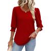 imageXIEERDUO Blouses for Women Dressy Casual 34 Length Sleeve Womens Tops with Smocked CuffsFred