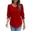 imageXIEERDUO Blouses for Women Dressy Casual 34 Length Sleeve Womens Tops with Smocked CuffsFred