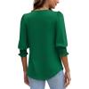 imageXIEERDUO Blouses for Women Dressy Casual 34 Length Sleeve Womens Tops with Smocked CuffsGgreen