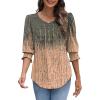 imageXIEERDUO Blouses for Women Dressy Casual 34 Length Sleeve Womens Tops with Smocked CuffsGgrey Pink