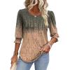 imageXIEERDUO Blouses for Women Dressy Casual 34 Length Sleeve Womens Tops with Smocked CuffsGgrey Pink