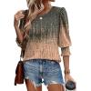 imageXIEERDUO Blouses for Women Dressy Casual 34 Length Sleeve Womens Tops with Smocked CuffsGgrey Pink