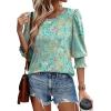 imageXIEERDUO Blouses for Women Dressy Casual 34 Length Sleeve Womens Tops with Smocked CuffsHgreen Floral
