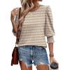imageXIEERDUO Blouses for Women Dressy Casual 34 Length Sleeve Womens Tops with Smocked CuffsJstripe