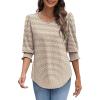 imageXIEERDUO Blouses for Women Dressy Casual 34 Length Sleeve Womens Tops with Smocked CuffsJstripe
