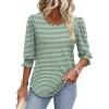 imageXIEERDUO Blouses for Women Dressy Casual 34 Length Sleeve Womens Tops with Smocked CuffsJzgreenstripe