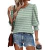 imageXIEERDUO Blouses for Women Dressy Casual 34 Length Sleeve Womens Tops with Smocked CuffsJzgreenstripe
