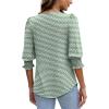 imageXIEERDUO Blouses for Women Dressy Casual 34 Length Sleeve Womens Tops with Smocked CuffsJzgreenstripe