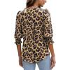 imageXIEERDUO Blouses for Women Dressy Casual 34 Length Sleeve Womens Tops with Smocked CuffsLleopard