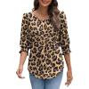 imageXIEERDUO Blouses for Women Dressy Casual 34 Length Sleeve Womens Tops with Smocked CuffsLleopard