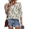 imageXIEERDUO Blouses for Women Dressy Casual 34 Length Sleeve Womens Tops with Smocked CuffsNspot Print