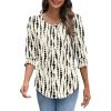 imageXIEERDUO Blouses for Women Dressy Casual 34 Length Sleeve Womens Tops with Smocked CuffsNspot Print