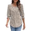 imageXIEERDUO Blouses for Women Dressy Casual 34 Length Sleeve Womens Tops with Smocked CuffsPapricot Dot