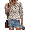 imageXIEERDUO Blouses for Women Dressy Casual 34 Length Sleeve Womens Tops with Smocked CuffsPapricot Dot