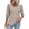 imageXIEERDUO Blouses for Women Dressy Casual 34 Length Sleeve Womens Tops with Smocked CuffsPapricot Dot