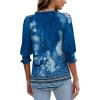 imageXIEERDUO Blouses for Women Dressy Casual 34 Length Sleeve Womens Tops with Smocked CuffsRnavy Print