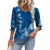 imageXIEERDUO Blouses for Women Dressy Casual 34 Length Sleeve Womens Tops with Smocked CuffsRnavy Print