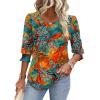 imageXIEERDUO Blouses for Women Dressy Casual 34 Length Sleeve Womens Tops with Smocked CuffsStropical Leaves