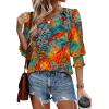 imageXIEERDUO Blouses for Women Dressy Casual 34 Length Sleeve Womens Tops with Smocked CuffsStropical Leaves