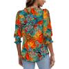 imageXIEERDUO Blouses for Women Dressy Casual 34 Length Sleeve Womens Tops with Smocked CuffsStropical Leaves